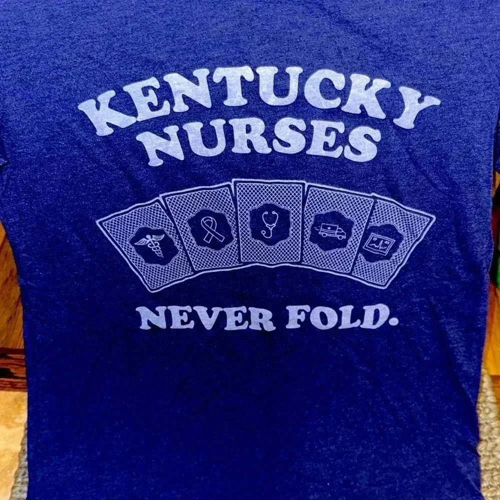 Kentucky Nurses RN/LPN graphic blue t-shirt short sleeve size small